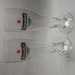 2 Heineken 11 ounce Beer Glasses, GUC